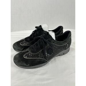 Mephisto Yael Runoff Air Jet System Walking Shoe Sneaker Black Leather Suede 10